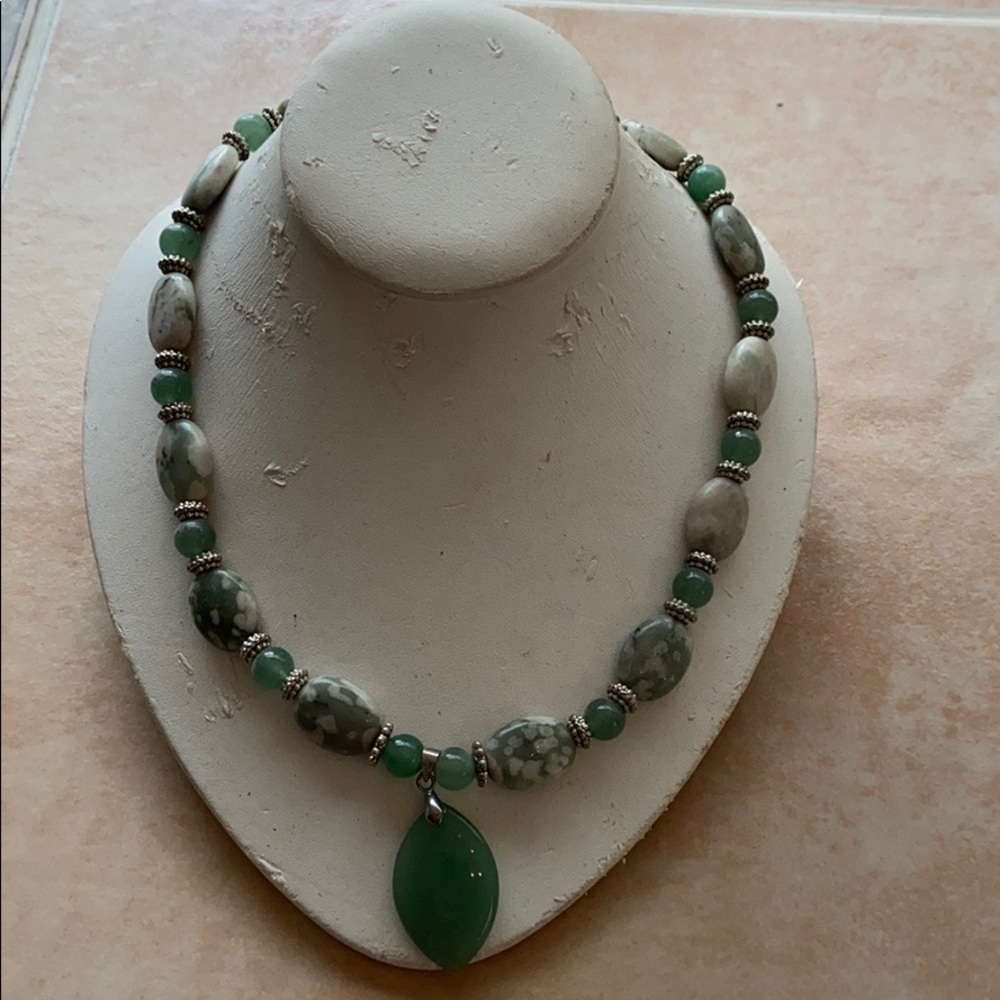 Gen Jade an Sterling Silver Necklace 16”